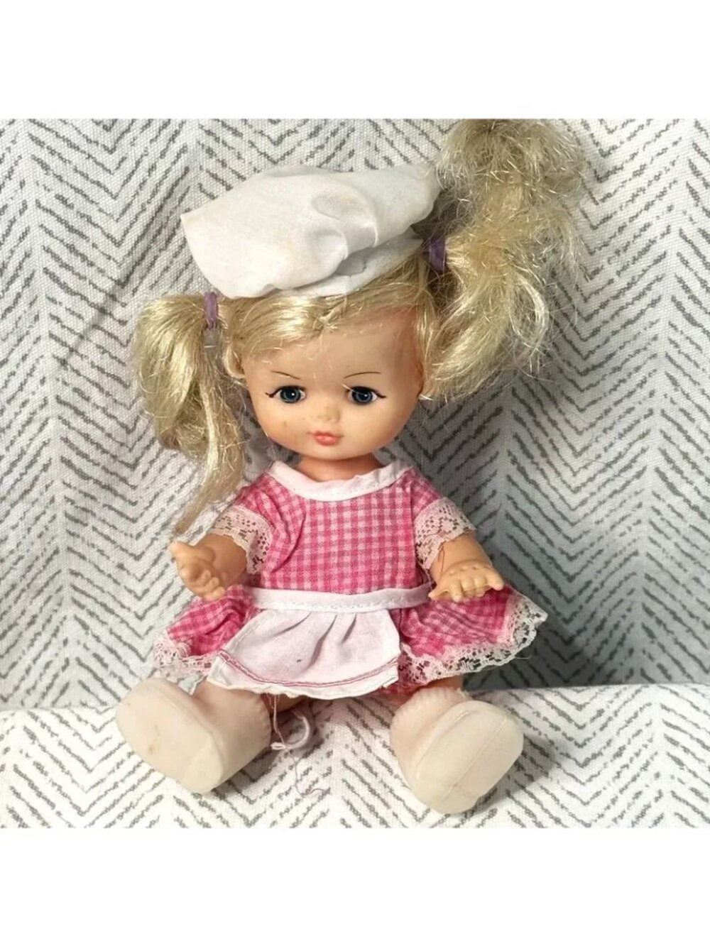 Vintage Lovee Doll Company Cookie Doll Baker Outfit Pink Gingham Hat Doll Only